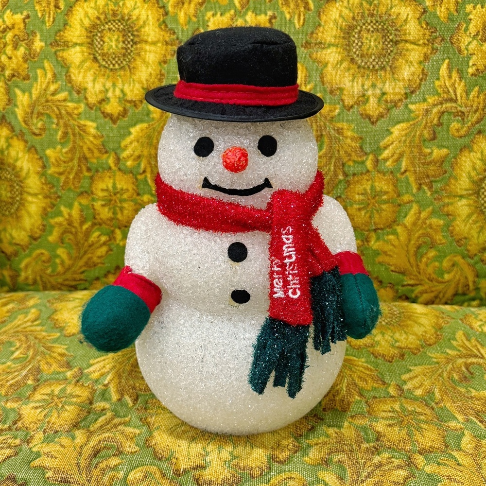 Vintage Christmas light up melted popcorn snowman.
